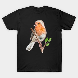 Robin Red Breast Bird Watercolor T-Shirt